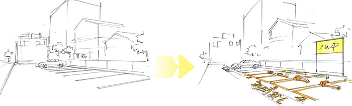 土地活用事例2：月極駐車場の転用イメージ